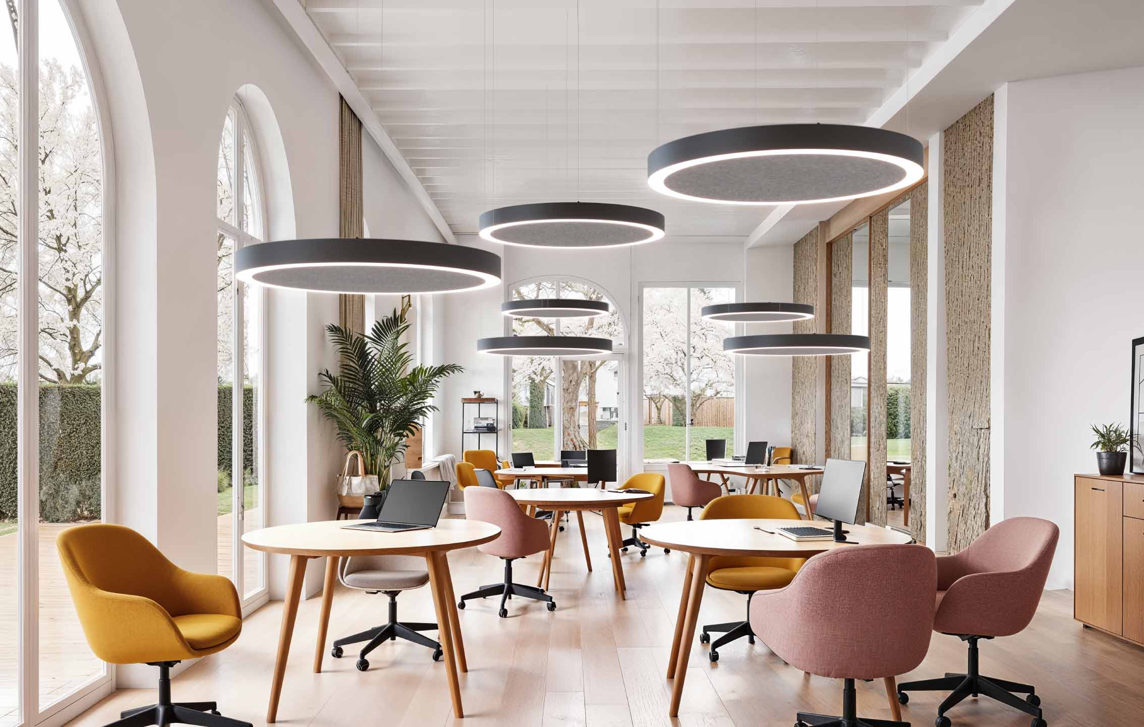 Room with several sinus.quiet luminaires